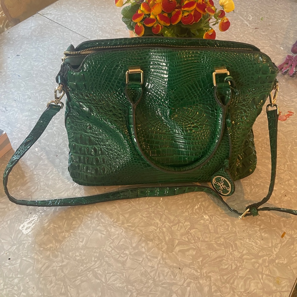 Green Crocodile-Embossed Women's Bag